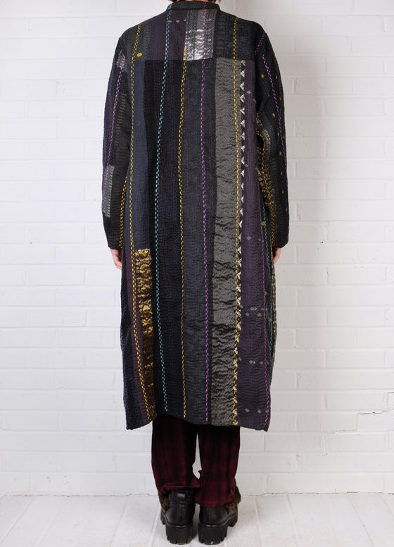 Mieko Mintz Jewel Woven Kantha Kaftan Coat