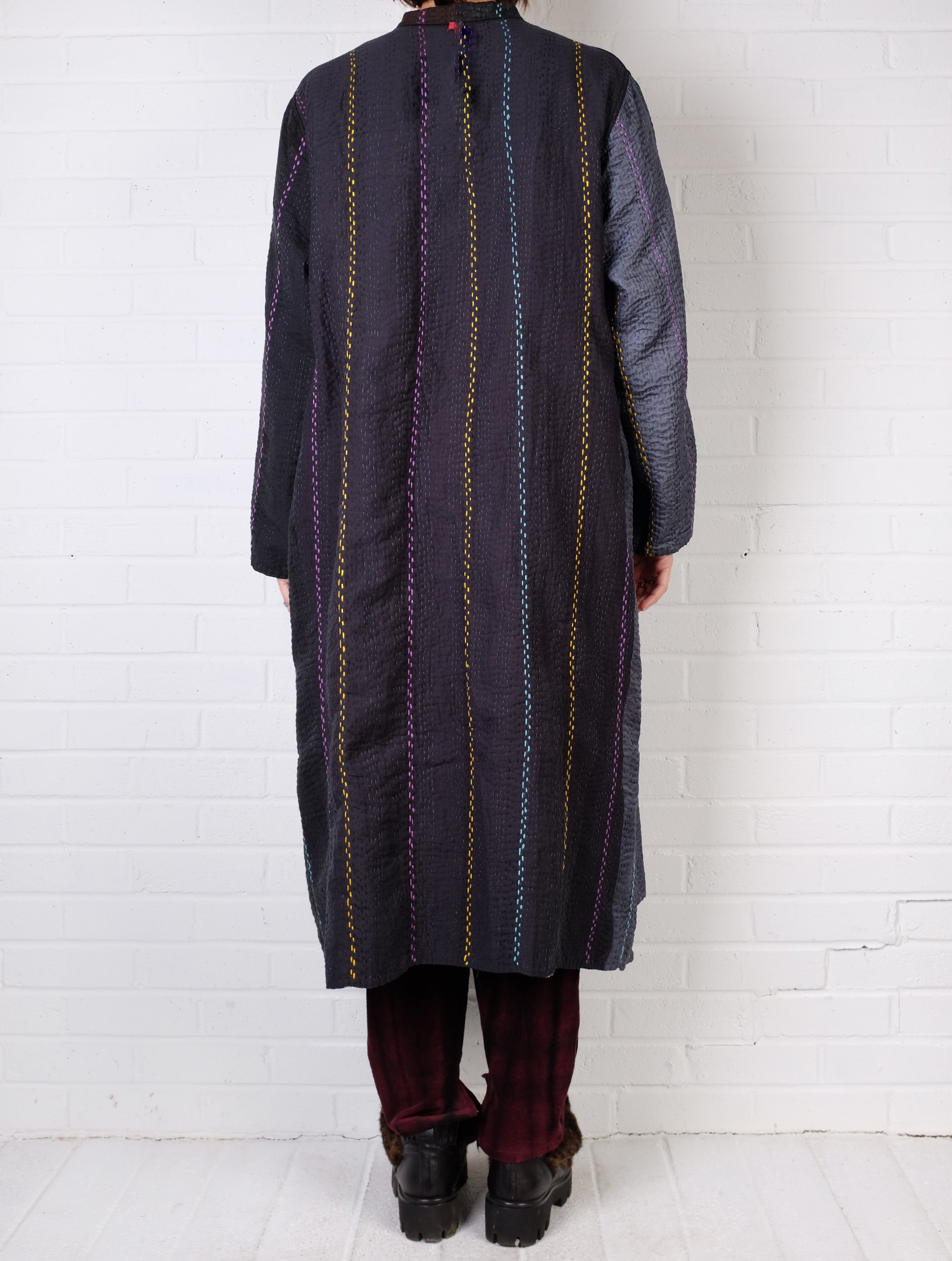 Mieko Mintz Jewel Woven Kantha Kaftan Coat