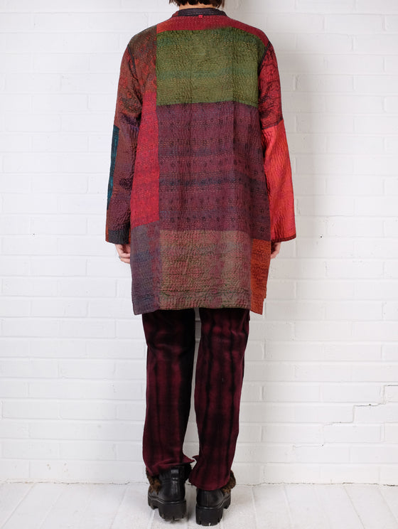 Mieko Mintz Jacquard Silk Kantha Kaftan Jacket