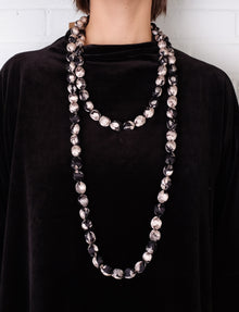  Nibbani Cream/Black Silk Opera Rope Necklace