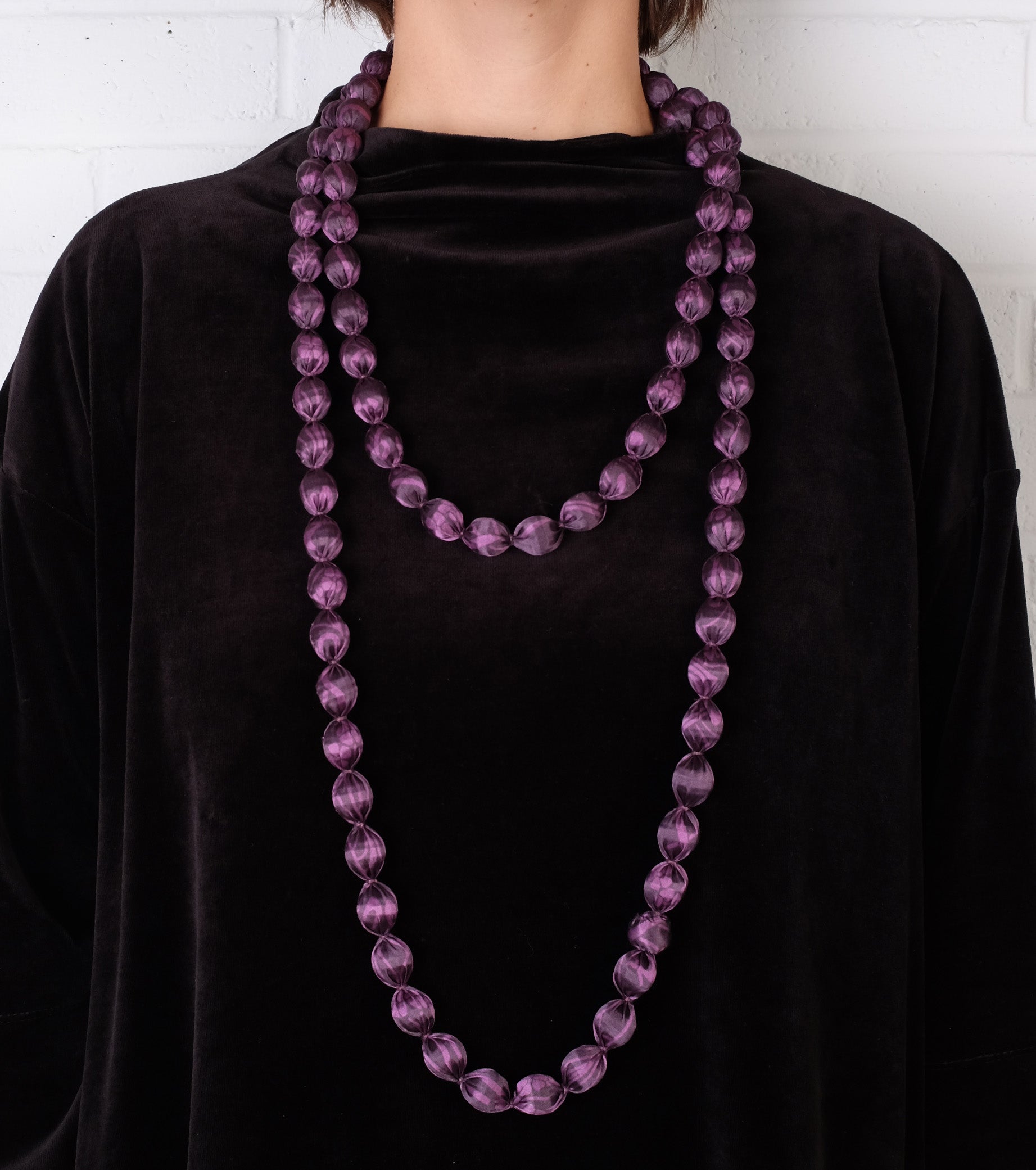 Nibbani Purple Silk Opera Rope Necklace