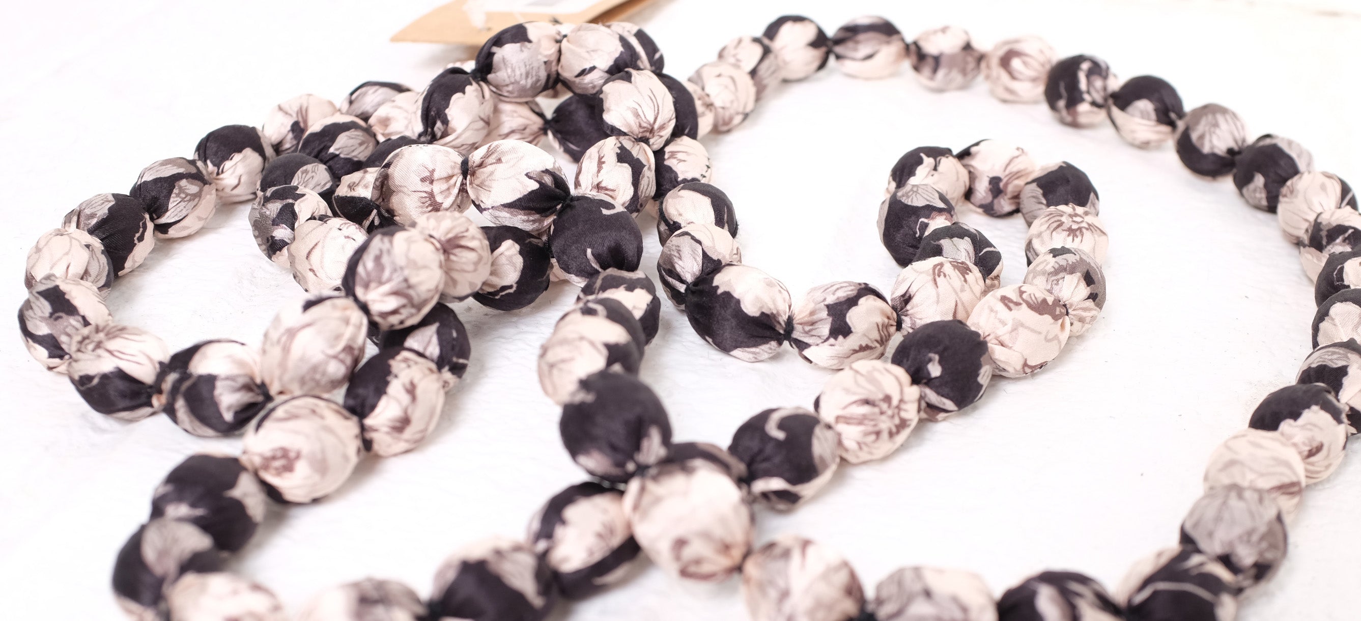 Nibbani Cream/Black Silk Opera Rope Necklace