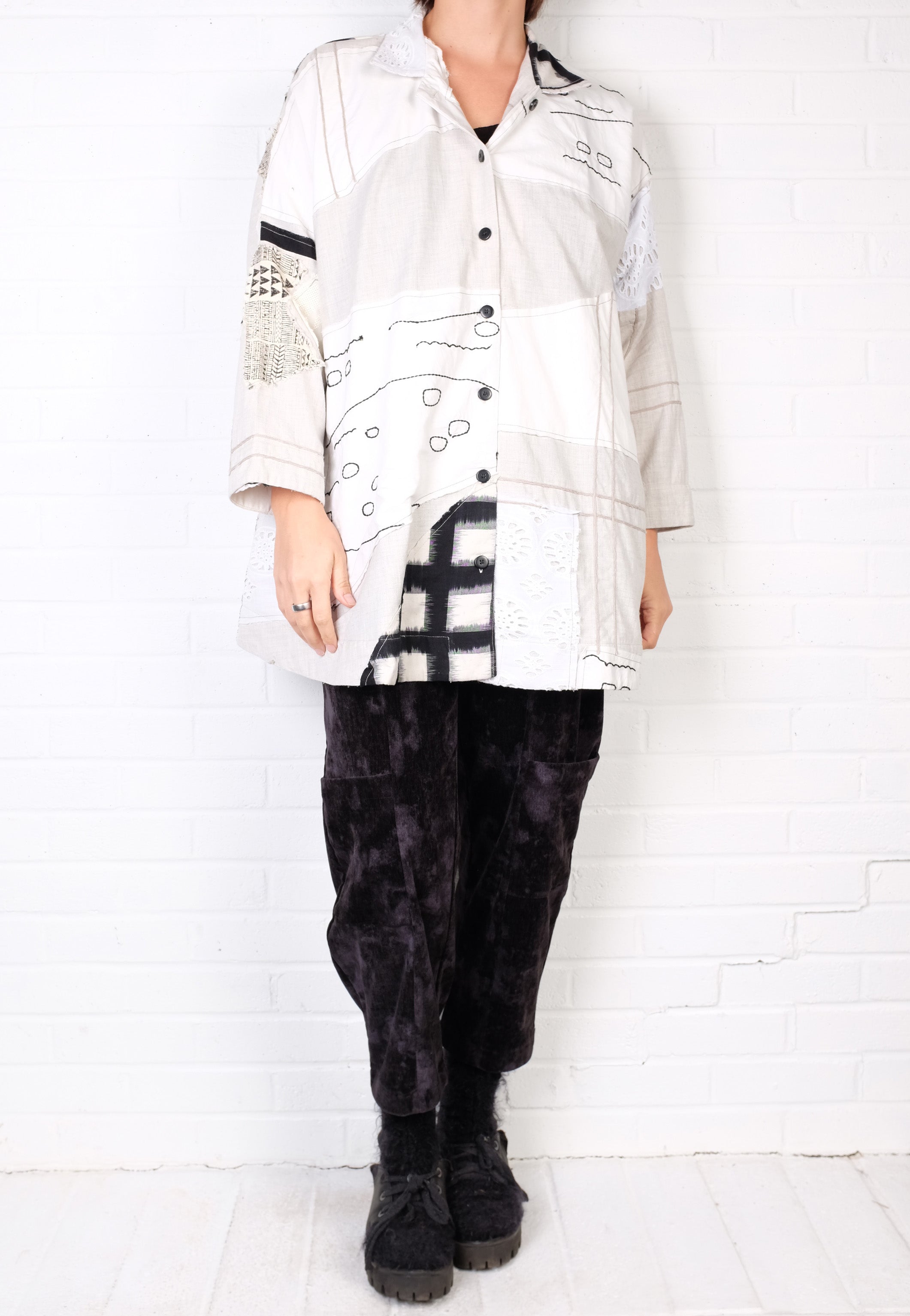 mSquare Swing Jacket in White/Oat