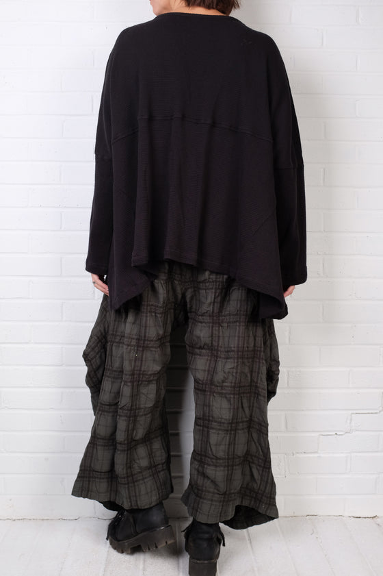 Dress To Kill Black Waffle Side Button Pullover