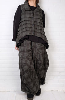  Dress To Kill Green/Black Plaid Flannel Multi Tuck Vest