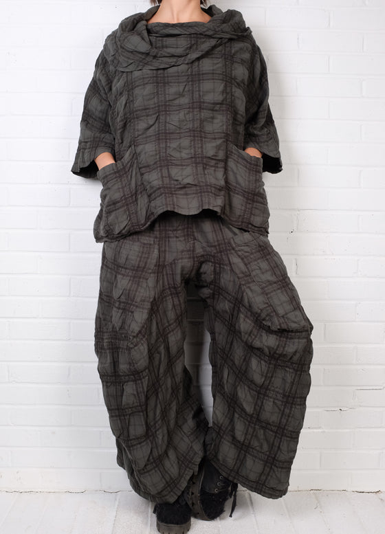 Dress To Kill Green/Black Plaid Flannel Cowl Pullover