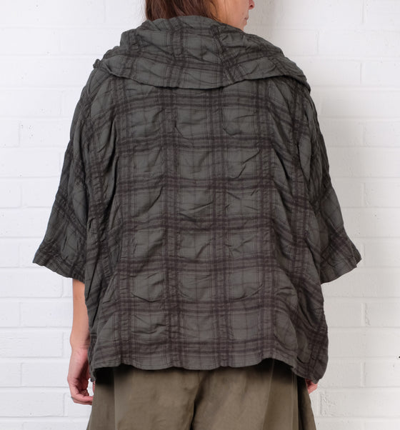 Dress To Kill Green/Black Plaid Flannel Cowl Pullover