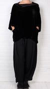 Dress To Kill Black Velvet 2 Pocket Cowl Pullover