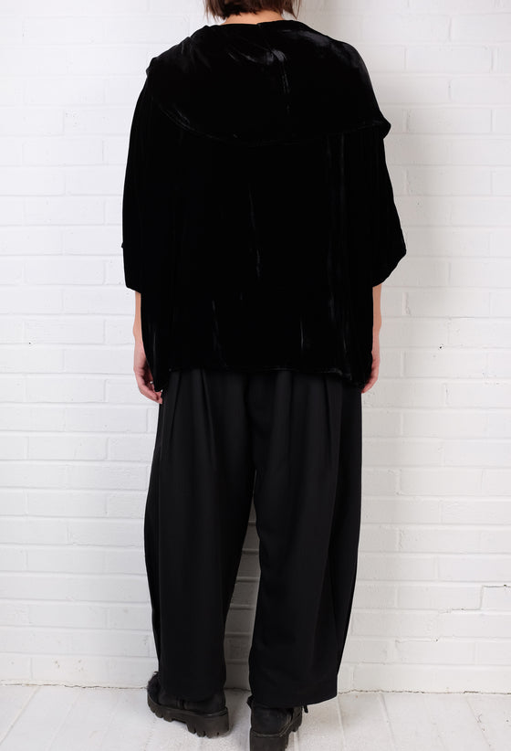 Dress To Kill Black Velvet 2 Pocket Cowl Pullover