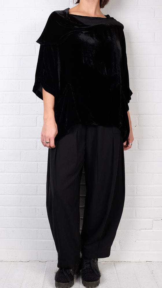 Dress To Kill Black Velvet 2 Pocket Cowl Pullover