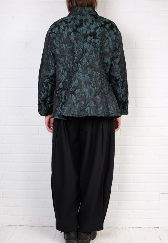 Dress To Kill Black/Green Floral Crop Welt Jacket