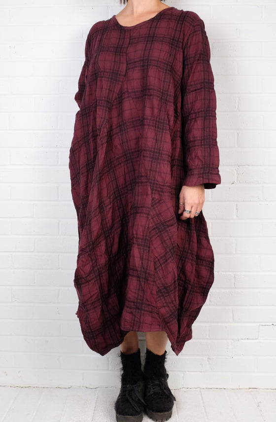 Dress To Kill Burgundy Plaid Flannel LS Glamour Dress