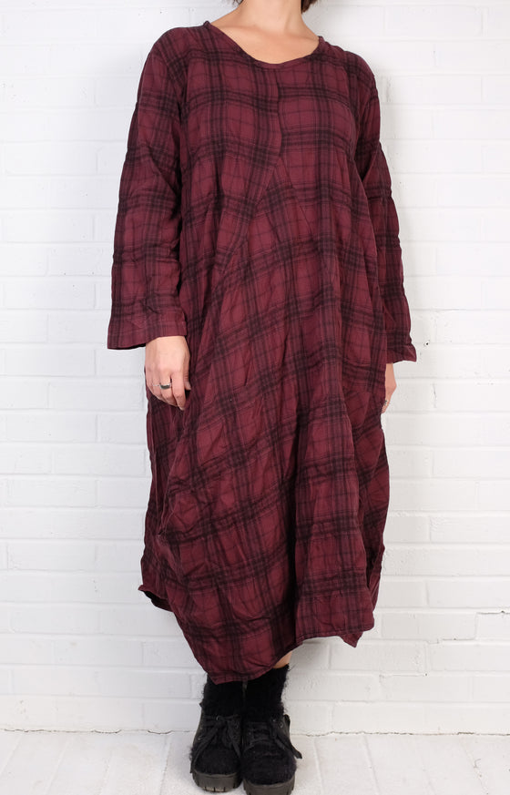 Dress To Kill Burgundy Plaid Flannel LS Glamour Dress