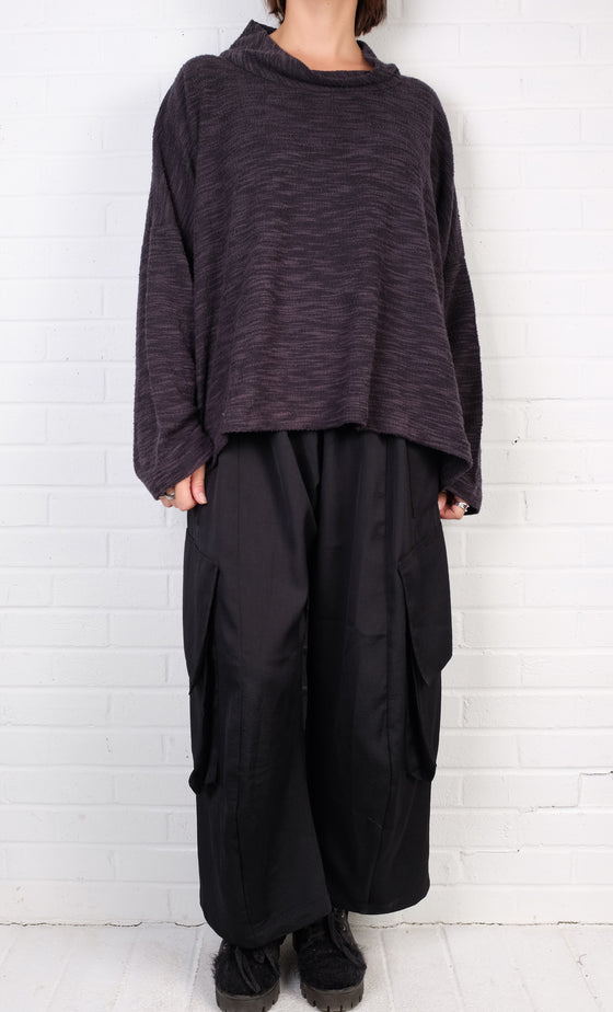 Dress To Kill Slate Charcoal Sweater Boxy Cowl Pullover