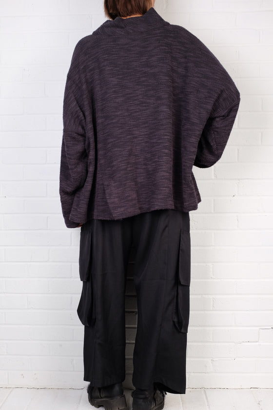 Dress To Kill Slate Charcoal Sweater Boxy Cowl Pullover