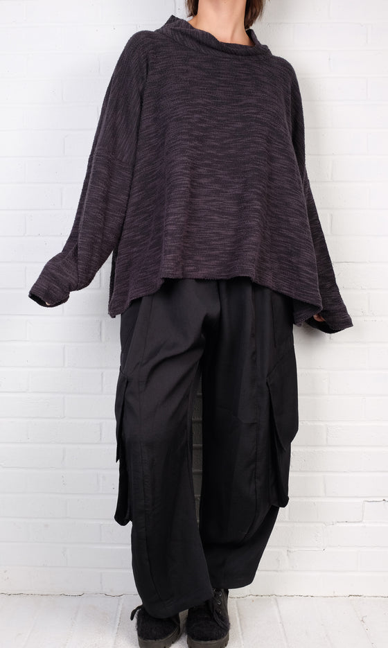 Dress To Kill Slate Charcoal Sweater Boxy Cowl Pullover