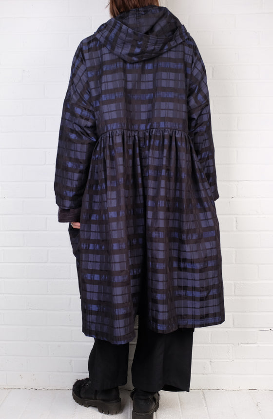 Dress To Kill Navy/Black Check Hooded Duster