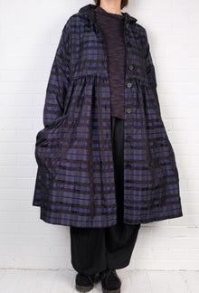  Dress To Kill Navy/Black Check Hooded Duster