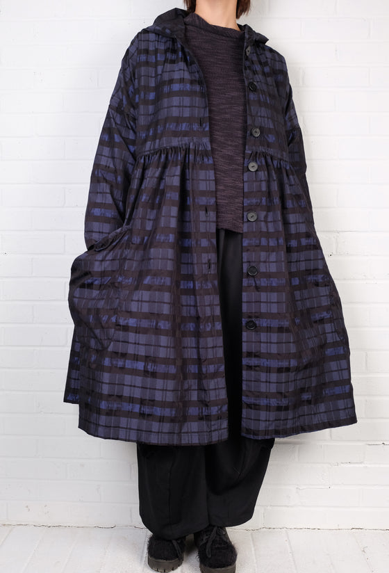 Dress To Kill Navy/Black Check Hooded Duster