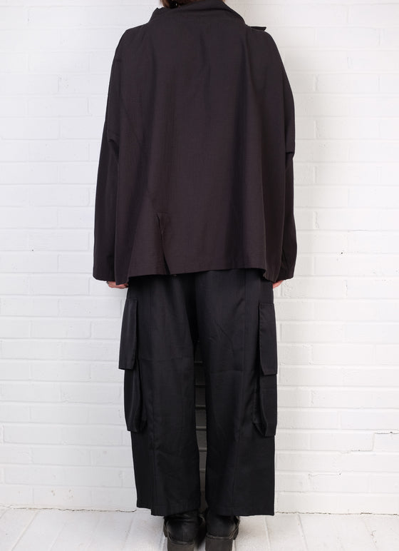 Dress To Kill Black Texture Criss Cross Boxy Pullover