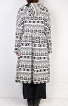 Dress To Kill White/Black Aztec Hooded Duster