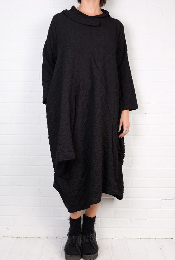 Dress To Kill Black Embroidered Floral LS Glamour Dress