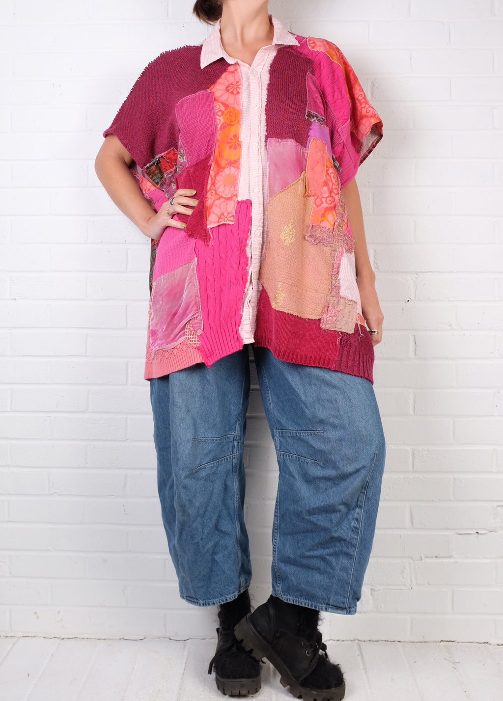 KQ Pink Patch Button Up Shirt