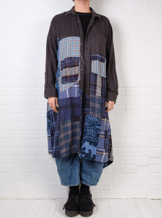 KQ Blue Plaid Patch Duster