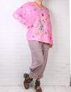 KQ Pink Print Cozy Top