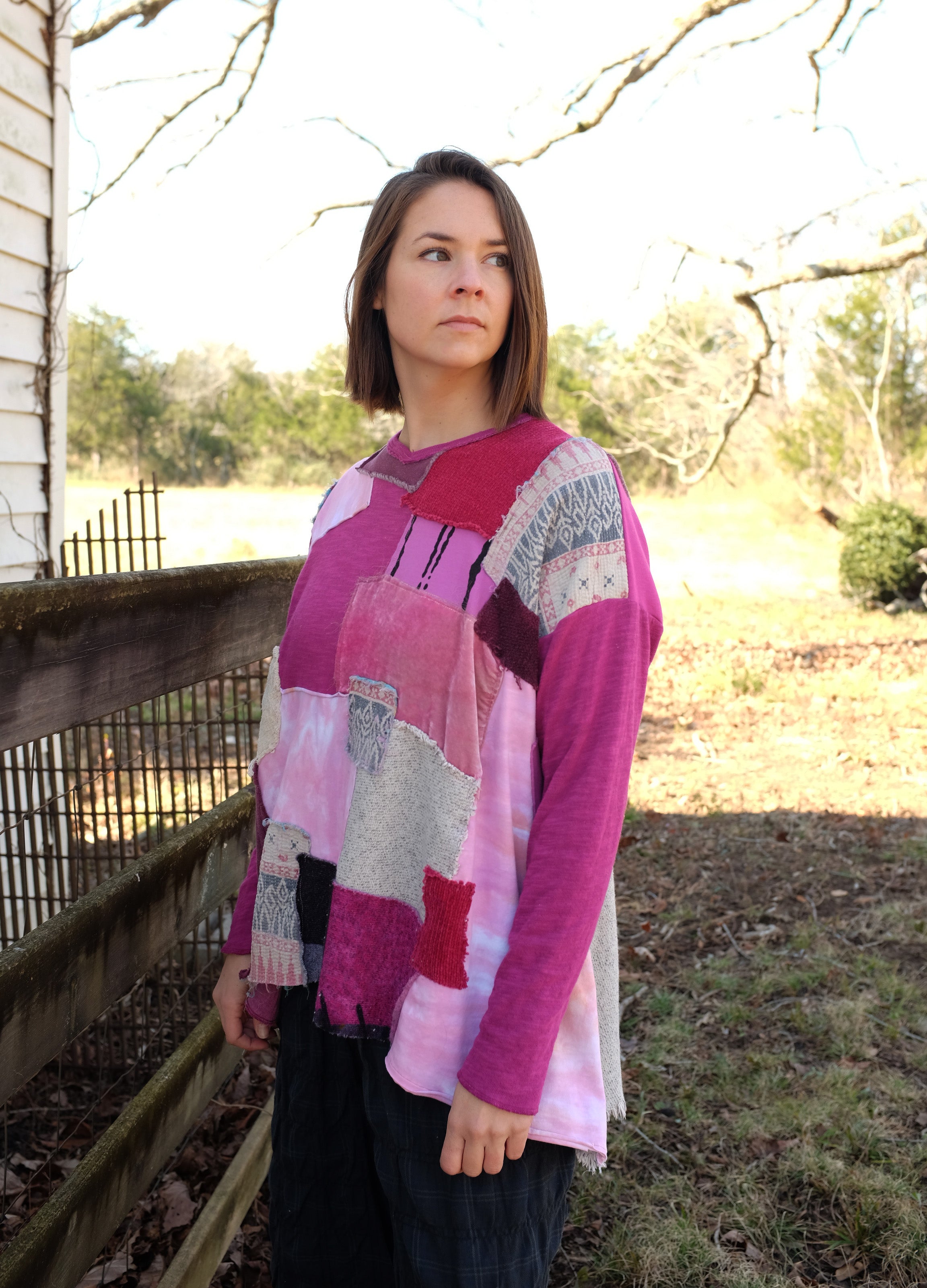 KQ Patch Sweater in Pinks