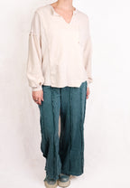 Cream VNeck Terry Waffle VNeck