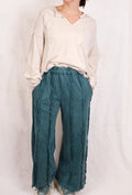 Teal Green Seamed Sweatpants