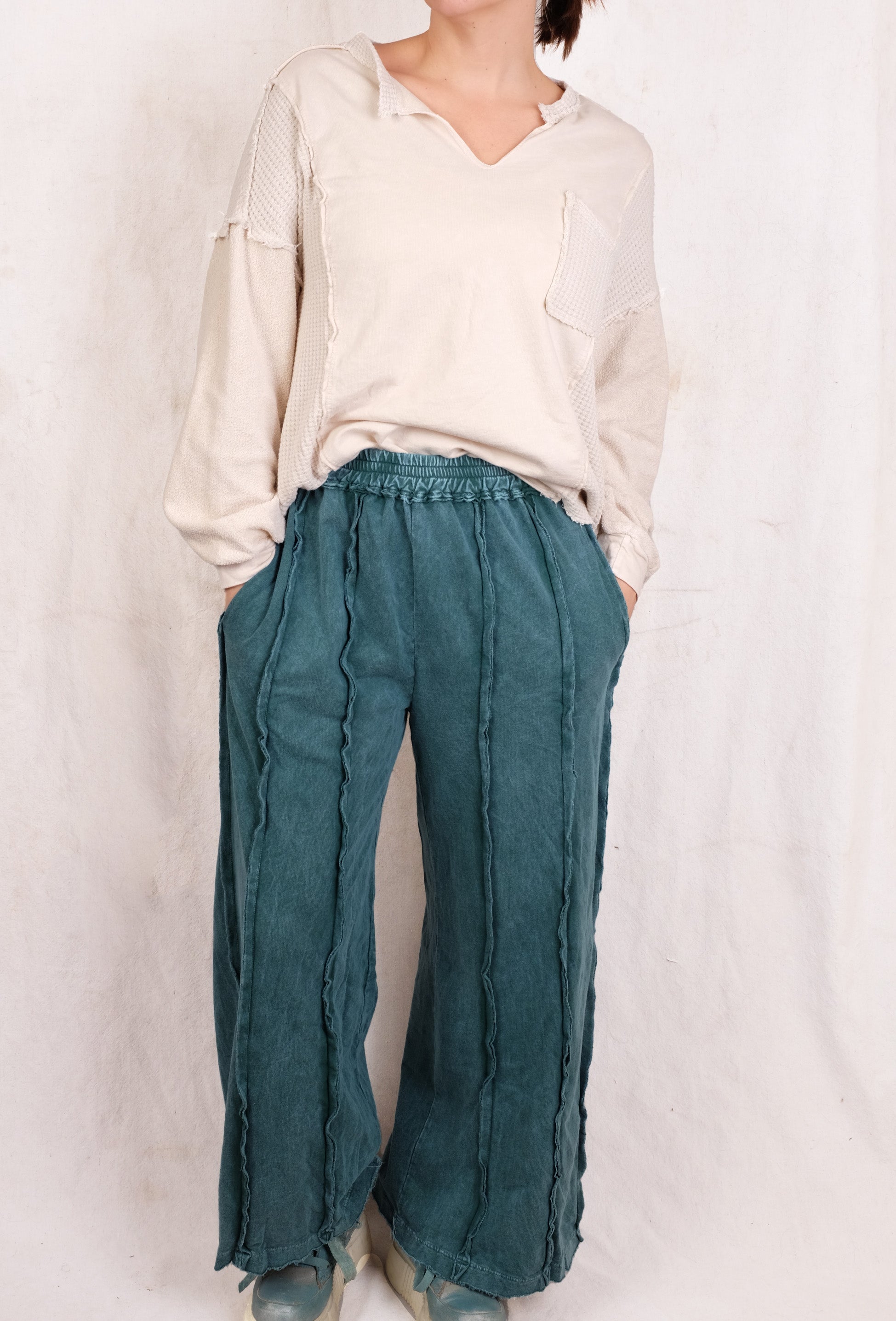 Teal Green Seamed Sweatpants