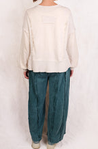 Cream VNeck Terry Waffle VNeck