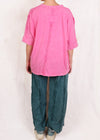 Hot Pink VNeck Raw Edge Tee