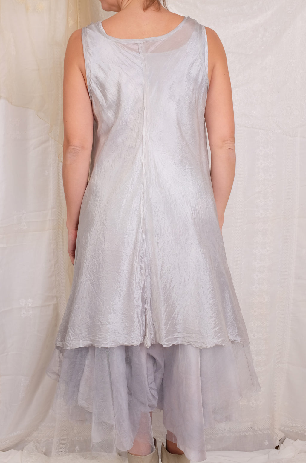Robin Kaplan Silk Asymmetric Tunic with Pocket in Ice Blue