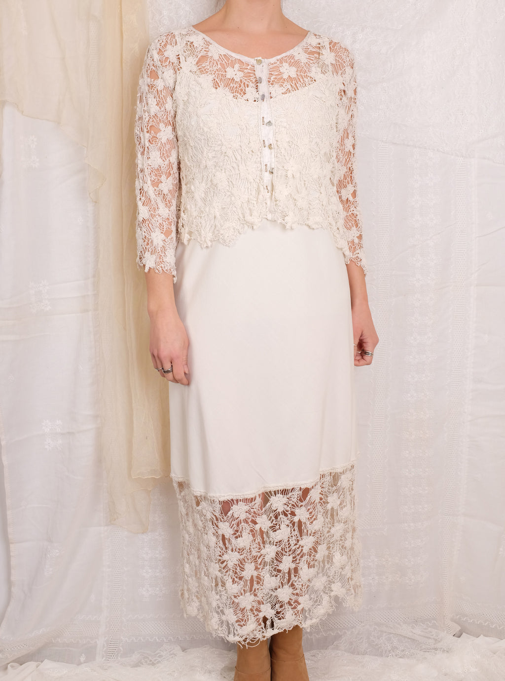Robin Kaplan Rayon Slip dress With Crochet Lace