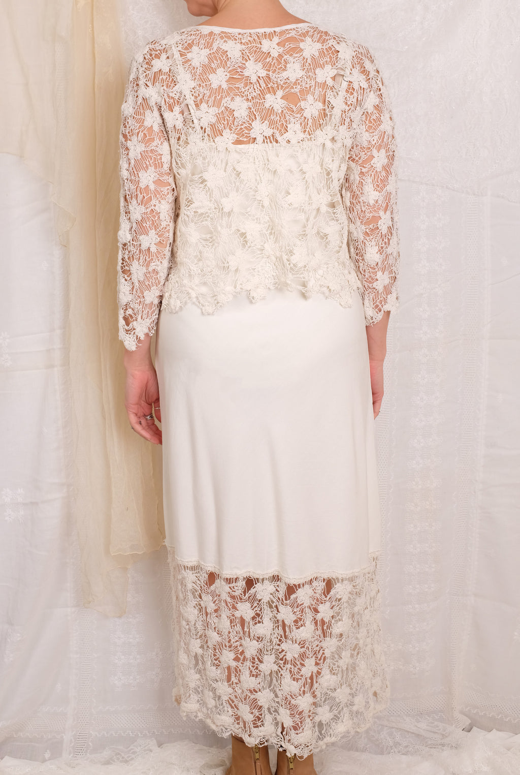 Robin Kaplan Rayon Slip dress With Crochet Lace