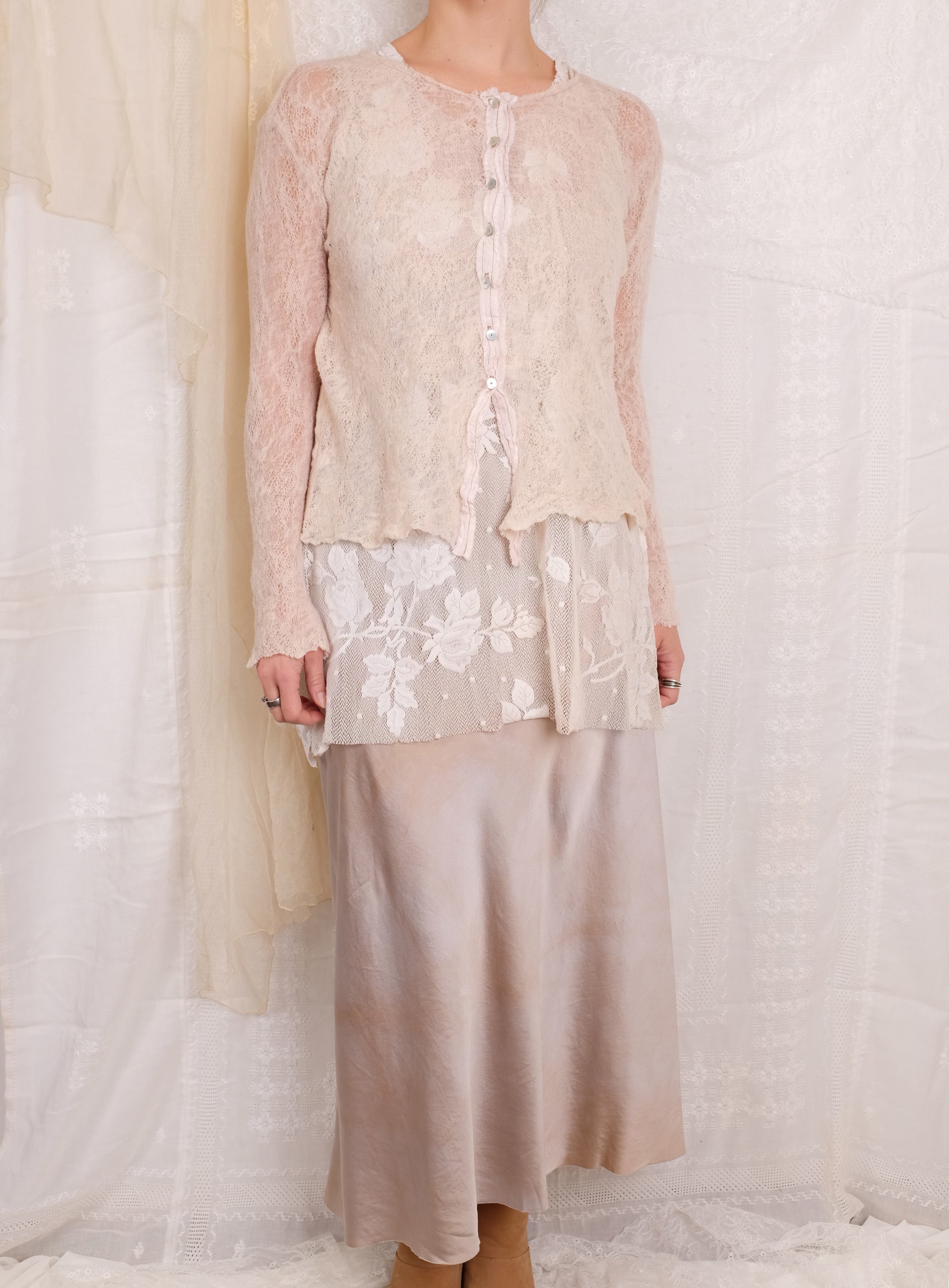 Robin Kaplan Wool Lace Sweater in Creamy