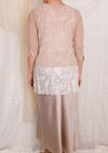 Robin Kaplan Mesh Cardigan in Beige with Celadon Plackett