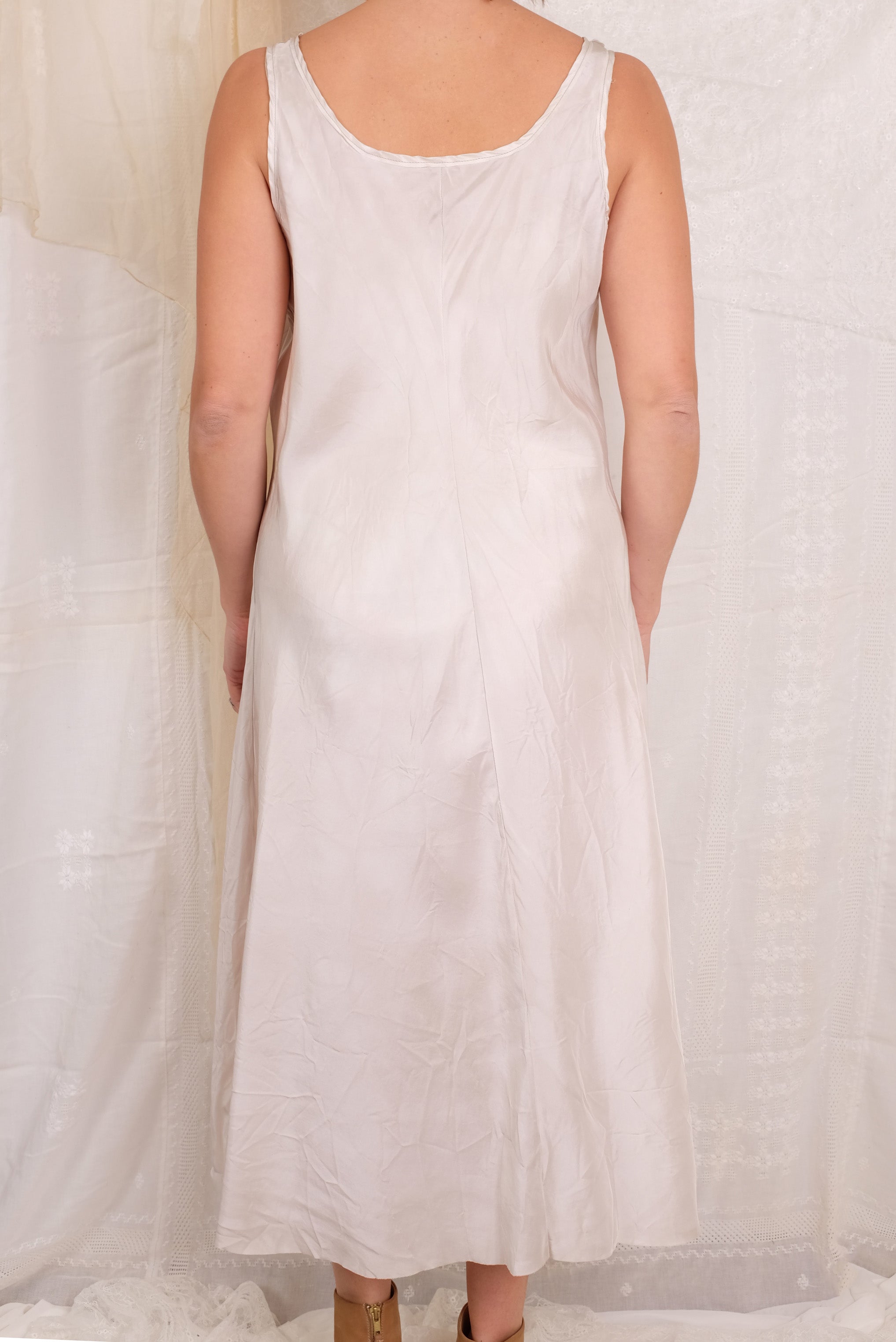 Robin Kaplan Silk Habotai Slip Dress in Ecru