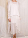 Robin Kaplan Silk Chiffon Asymmetric Tunic w Pocket in White