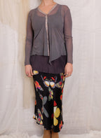 Robin Kaplan Silk Charmeuse Butterfly Skirt