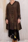 Robin Kaplan Silk Coat with Velvet Brocade Trim