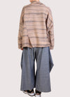 Dress To Kill Taupe Blue Stripe Knit Boxy Cowl Pullover