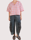 KQ One Size Pink Plaid Top