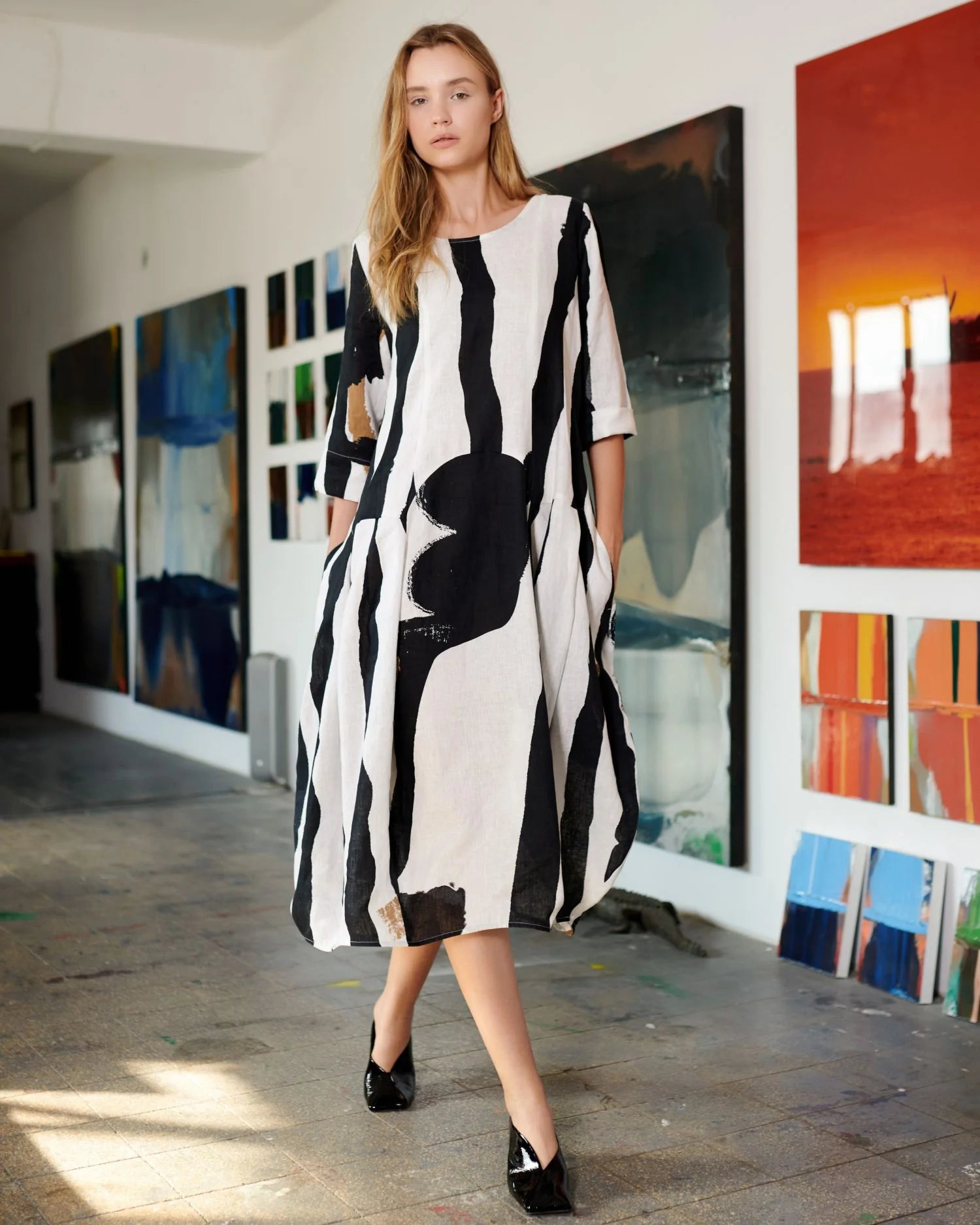 Alembika Linen Zebra Dress