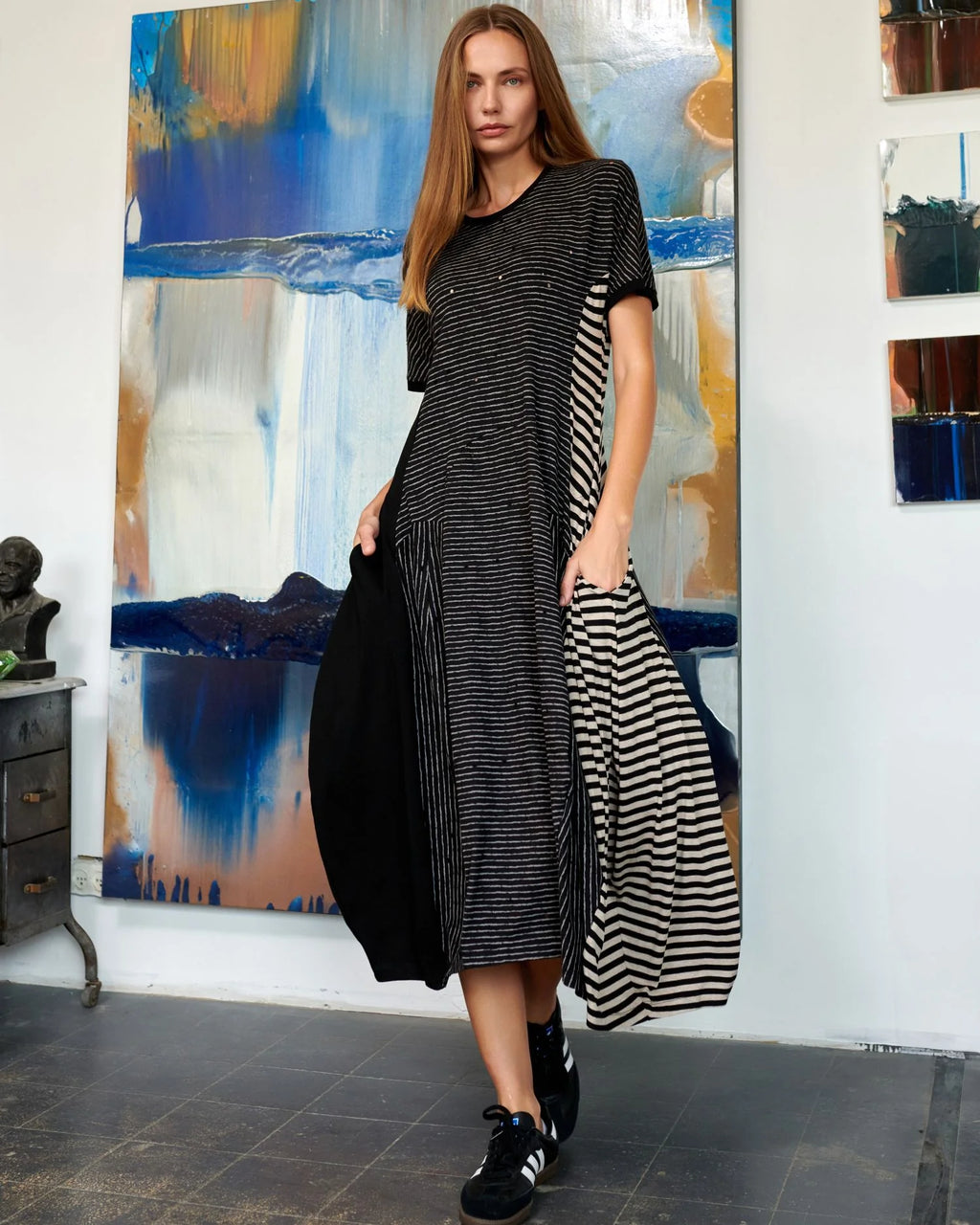 Alembika Stripe Short Sleeve Dress