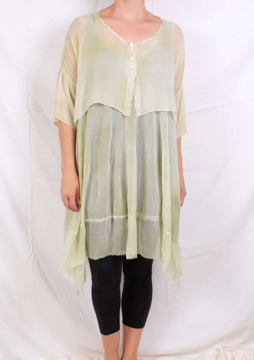 Robin Kaplan Mesh Tunic with Chiffon Trim (Two Colors)