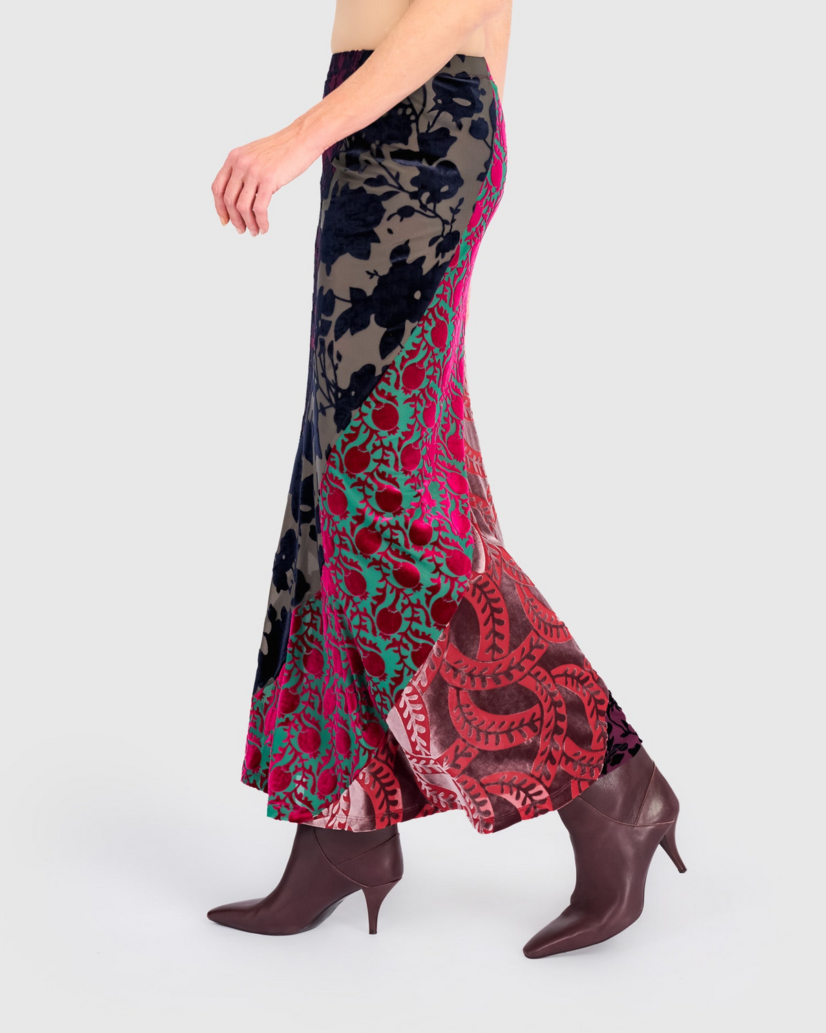Alembika Cut Velvet Skirt in Regal